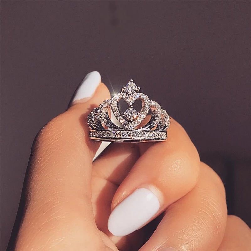 Creative Crown Zircon Ring Women