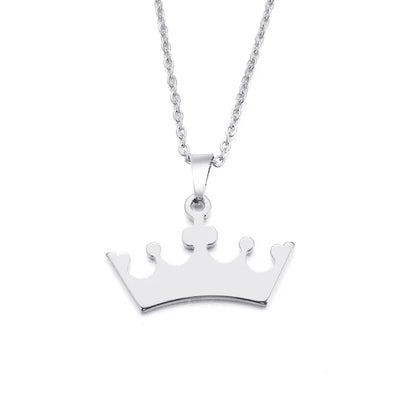 DOTIFI Stainless Steel Necklace For Women Man Lover's Cartoon Crown Gold Color Pendant Necklace Engagement Jewelry