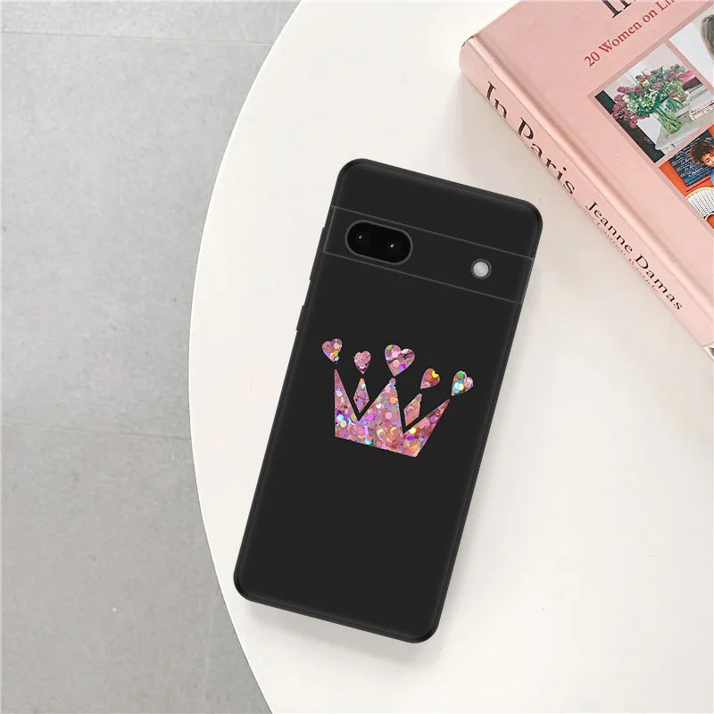 Soft Case for Pixel 8 8a 7a 7 6a Golden Pink Queen Crown King Motorola One Fusion Edge 40 Pro 30 20 G200 Black Phone Cases Cover