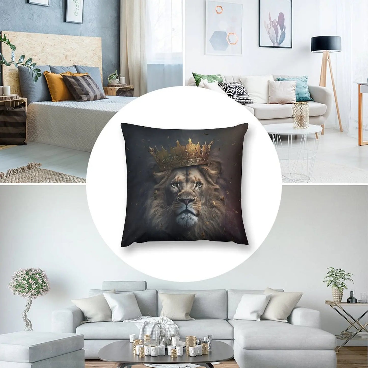 King Lion with crown Throw Pillow Cushion Cover Luxury Christmas Pillow autumn pillowcase pillowcases for sofa cushions pillow