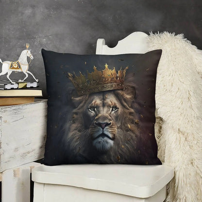 King Lion with crown Throw Pillow Cushion Cover Luxury Christmas Pillow autumn pillowcase pillowcases for sofa cushions pillow