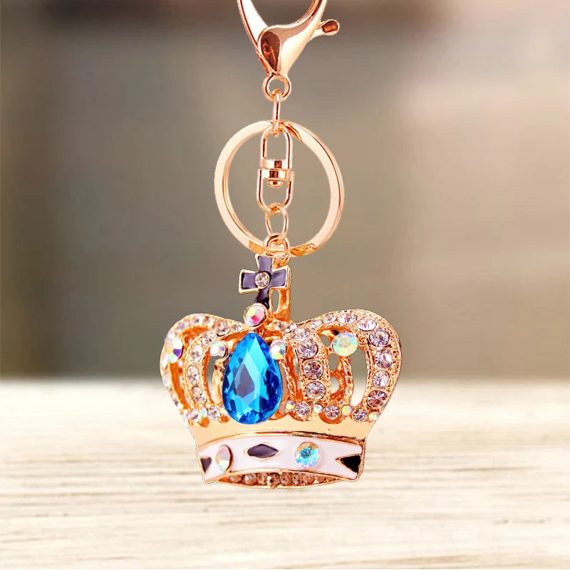 Cute Rhinestone Crystal Cross King Queen Princess Crown Keychain Key Chain Key Ring Holder Bag Pendant Accessories Keyring