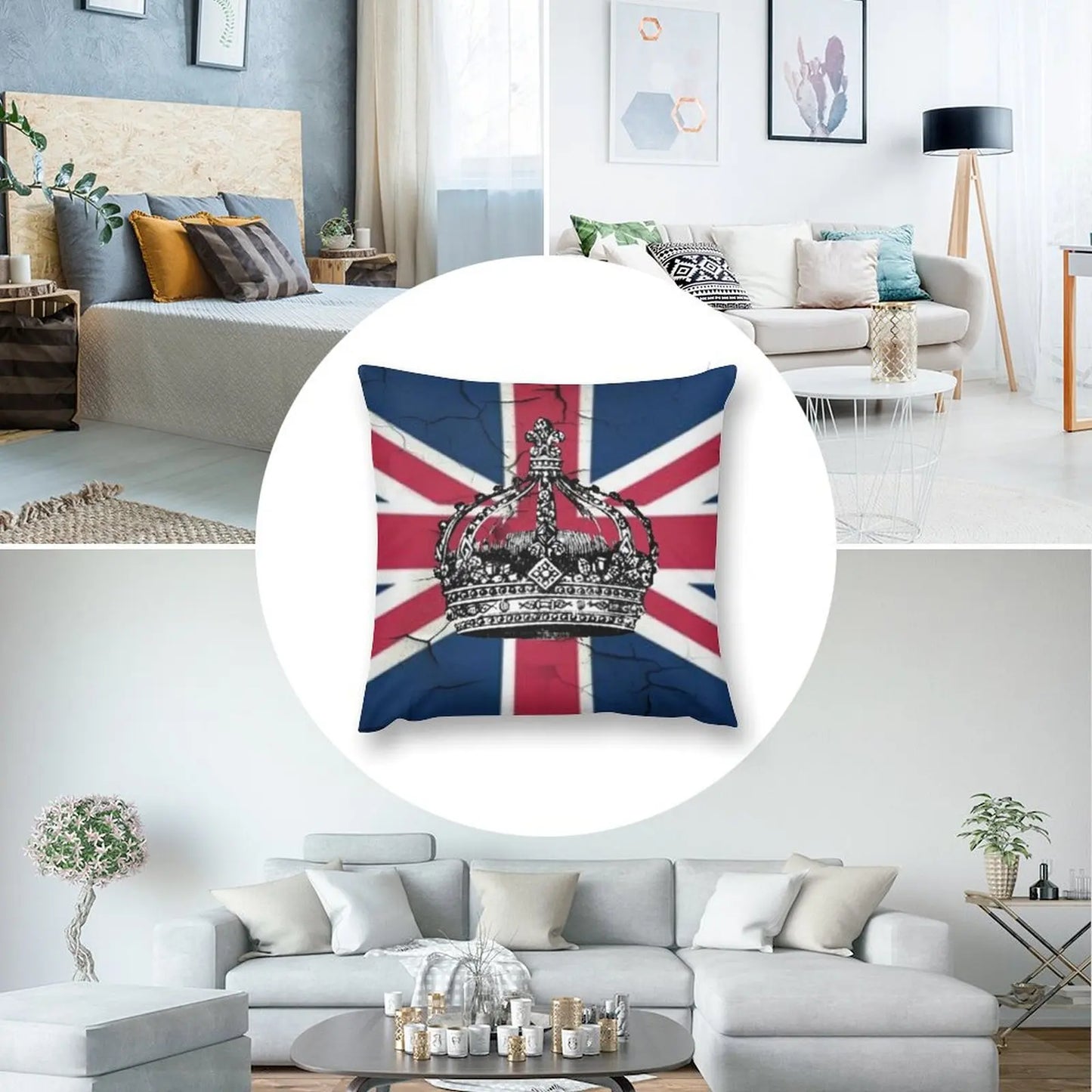 1980s dark academia British union jack flag jubilee vintage crown Throw Pillow Luxury Pillow Cover Pillowcase Cushion pillow