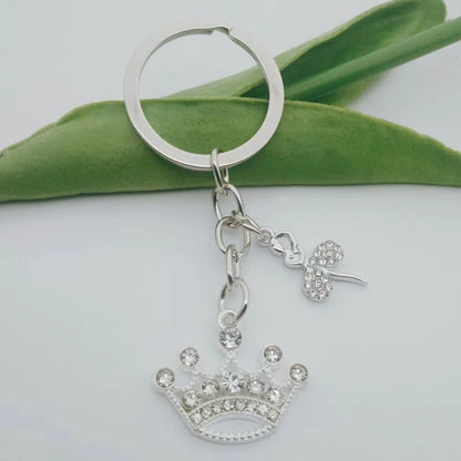 New Crown Ballerina pendant Keychain Metal Keychain Birthday Gift DIY Handmade Jewelry for Boys and Girls Car Keys