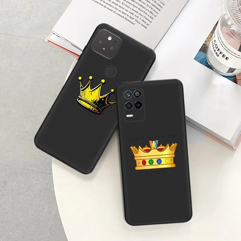 Soft Case for Pixel 8 8a 7a 7 6a Golden Pink Queen Crown King Motorola One Fusion Edge 40 Pro 30 20 G200 Black Phone Cases Cover