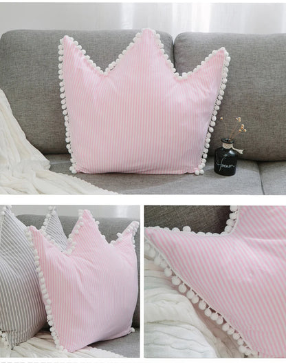 Ins Hot Cotton Bow Tie Sofa Throw Pillow Soft Bedroom Bay Window decoration Cushion Cute Bed Stripe Crown Sleeping Pillow