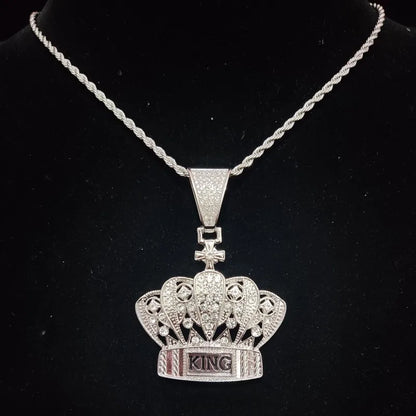 Men Women Hip Hop Crown Pendant Necklace Cuban Chain Hiphop Iced Out Bling Bling Necklaces Fashion Jewelry Gifts